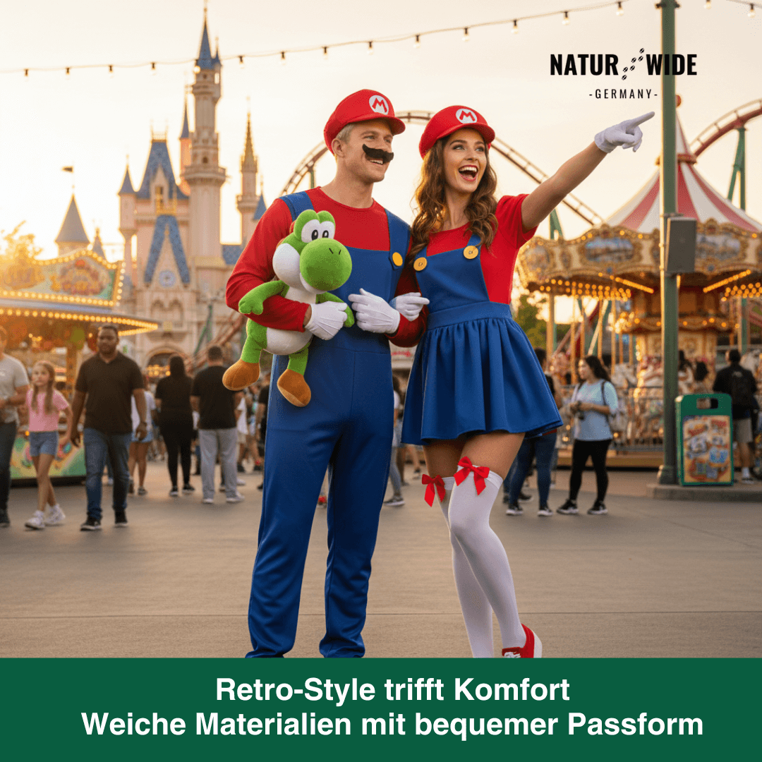 Mario & Luigi Cosplay Kostüm – Jumpsuit & Kleid Set (Unisex)