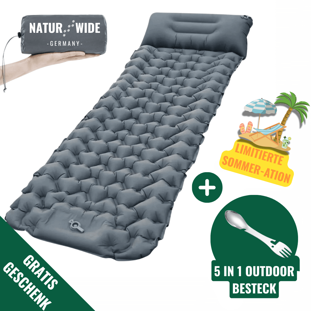 Ultraleichte kompakte Isomatte + gratis 5in1 Besteck – Ideal für jedes Abenteuer unterwegs