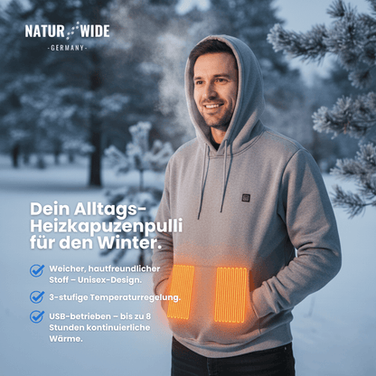 USB Beheizter Hoodie – Unisex Baumwoll-Hoodie mit Reißverschluss