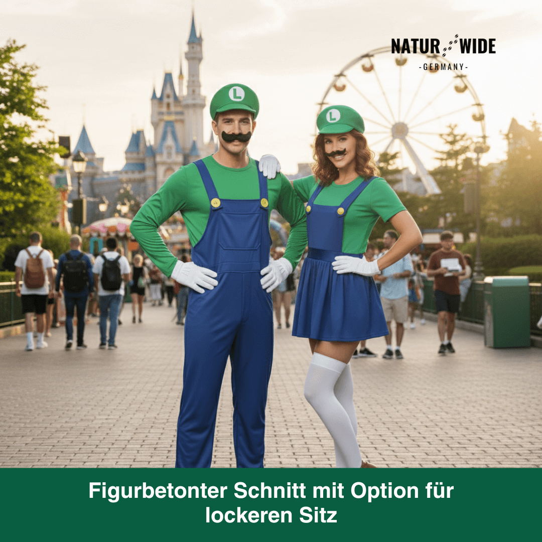 Mario & Luigi Cosplay Kostüm – Jumpsuit & Kleid Set (Unisex)