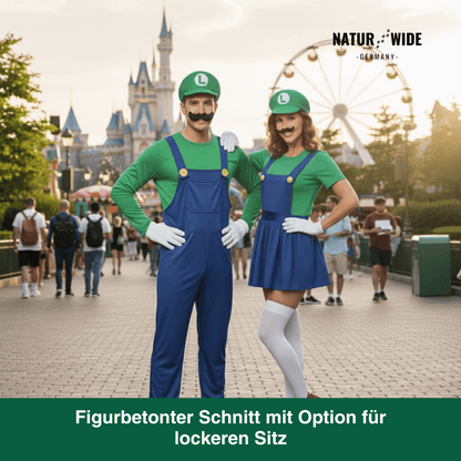 Mario & Luigi Cosplay Kostüm – Jumpsuit & Kleid Set (Unisex)