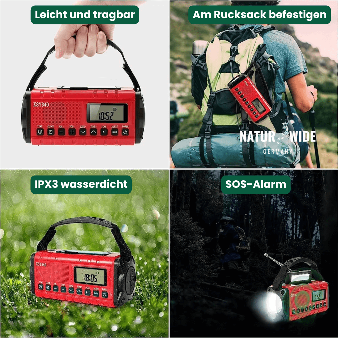 Notfall Kurbelradio 10000mAh 2.0 – Solar, LED-Licht & SOS-Alarm