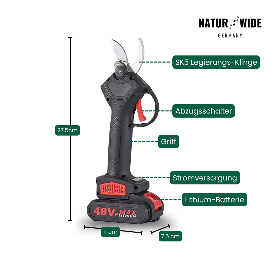 Elektrische Akku-Astschere – 30mm Schnittstärke (2 Akkus)