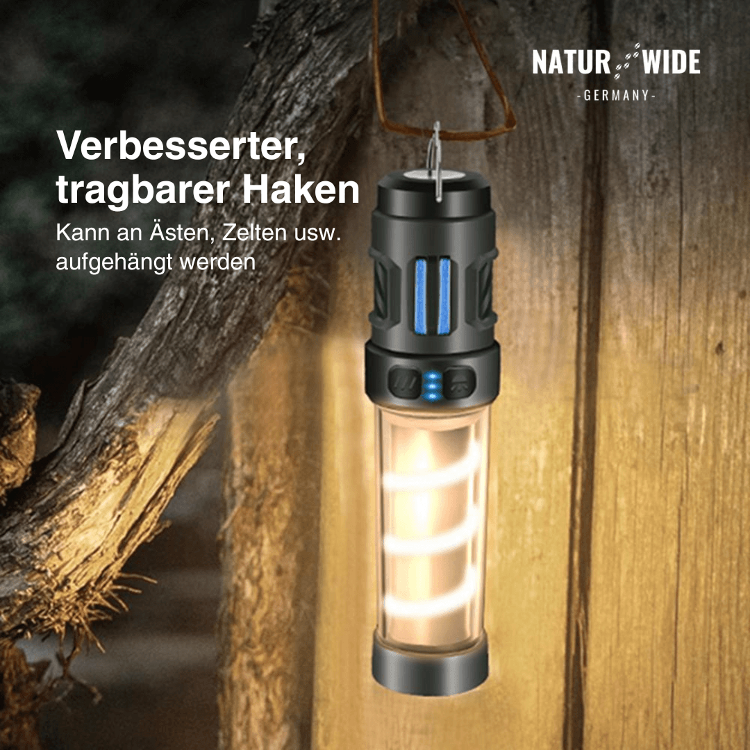 5-in-1 Campinglampe – LED-Taschenlampe & Mückenschutzlicht