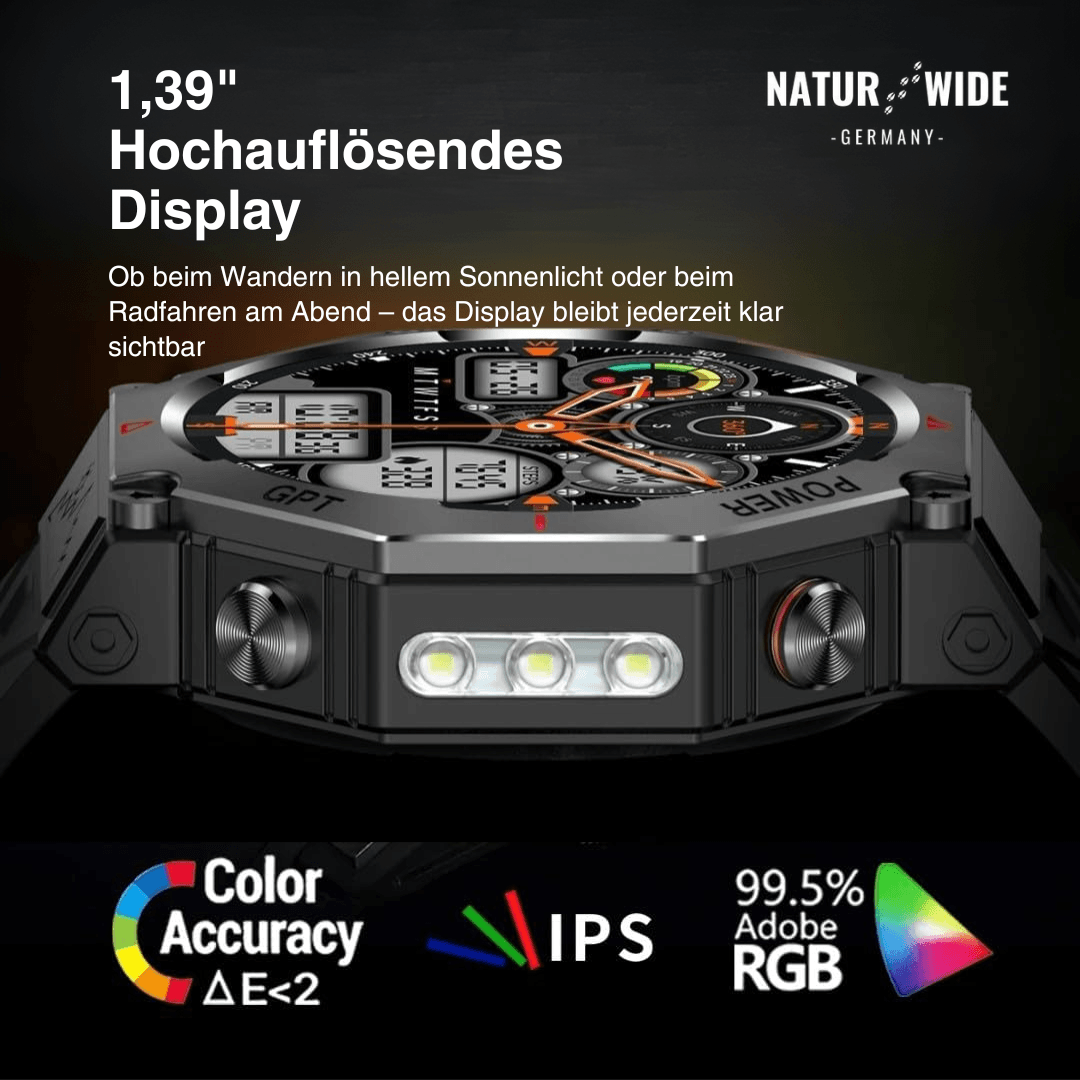 Militär GPS Smartwatch – AMOLED, 10ATM, HD Bluetooth-Anruf