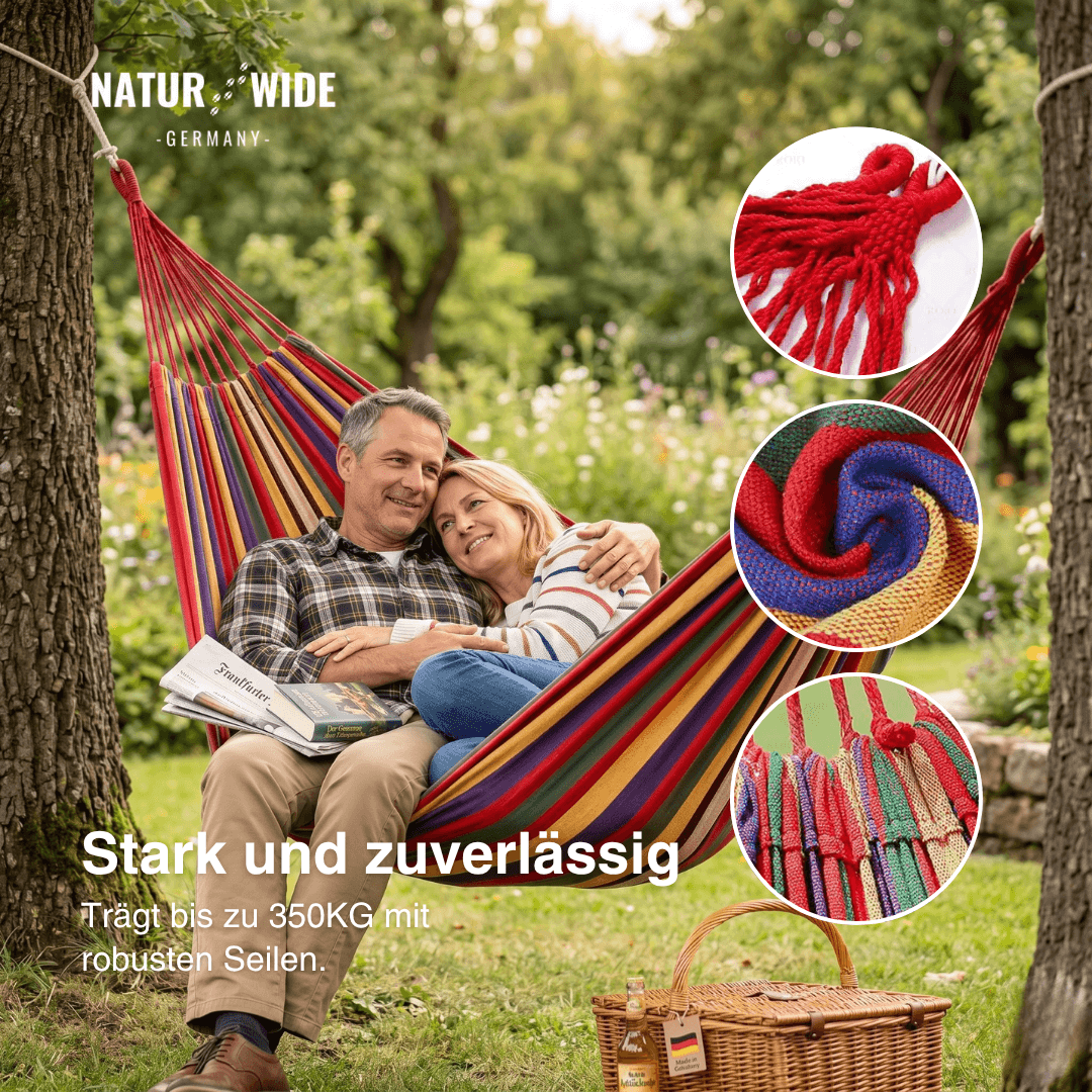 Gestreifte Hängematte – Einzel- & Doppel-Outdoor-Schlafhängematte