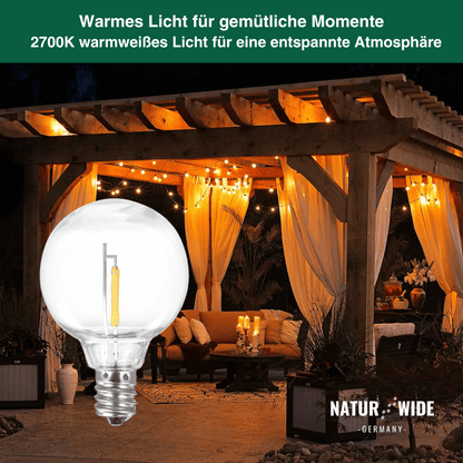 G40 LED Lichterkette Außen – Wetterfest & Bruchfest (Strom)