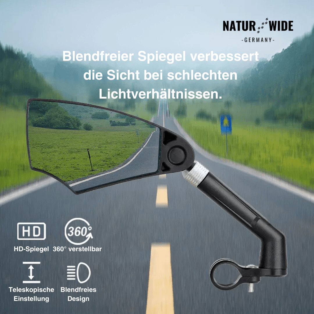 Blendfreier, um 360° verstellbarer Fahrrad-Rückspiegel