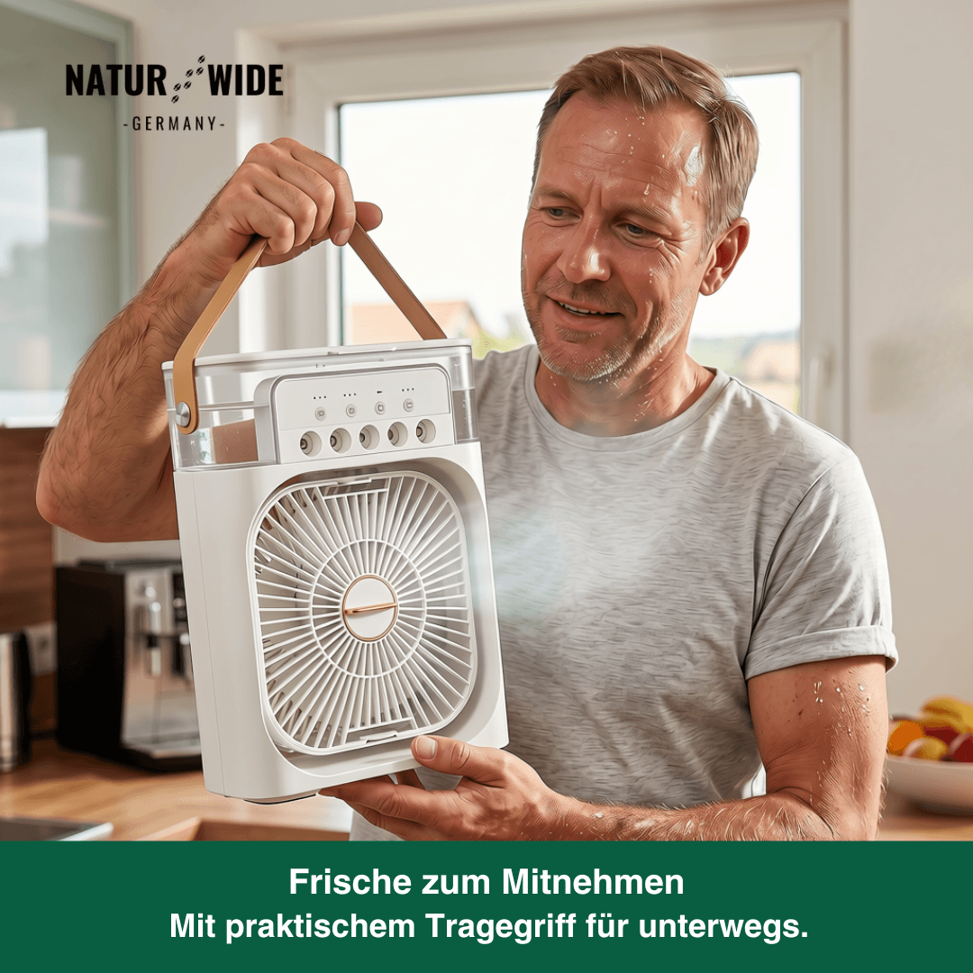 3-in-1 USB Luftkühler-Ventilator – Luftbefeuchter & 7-Farben LED-Nachtlicht