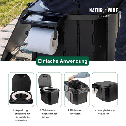 Tragbare Falt-Toilette – Klappbare Campingtoilette für Erwachsene