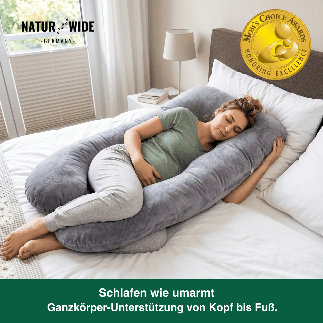 G-förmiges Ganzkörper-Schwangerschaftskissen – Memory-Foam, Baumwollbezug
