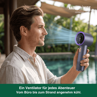 Handlicher Mini-Ventilator – 199 Geschwindigkeitsstufen, 6 Flügel, bürstenloser Motor