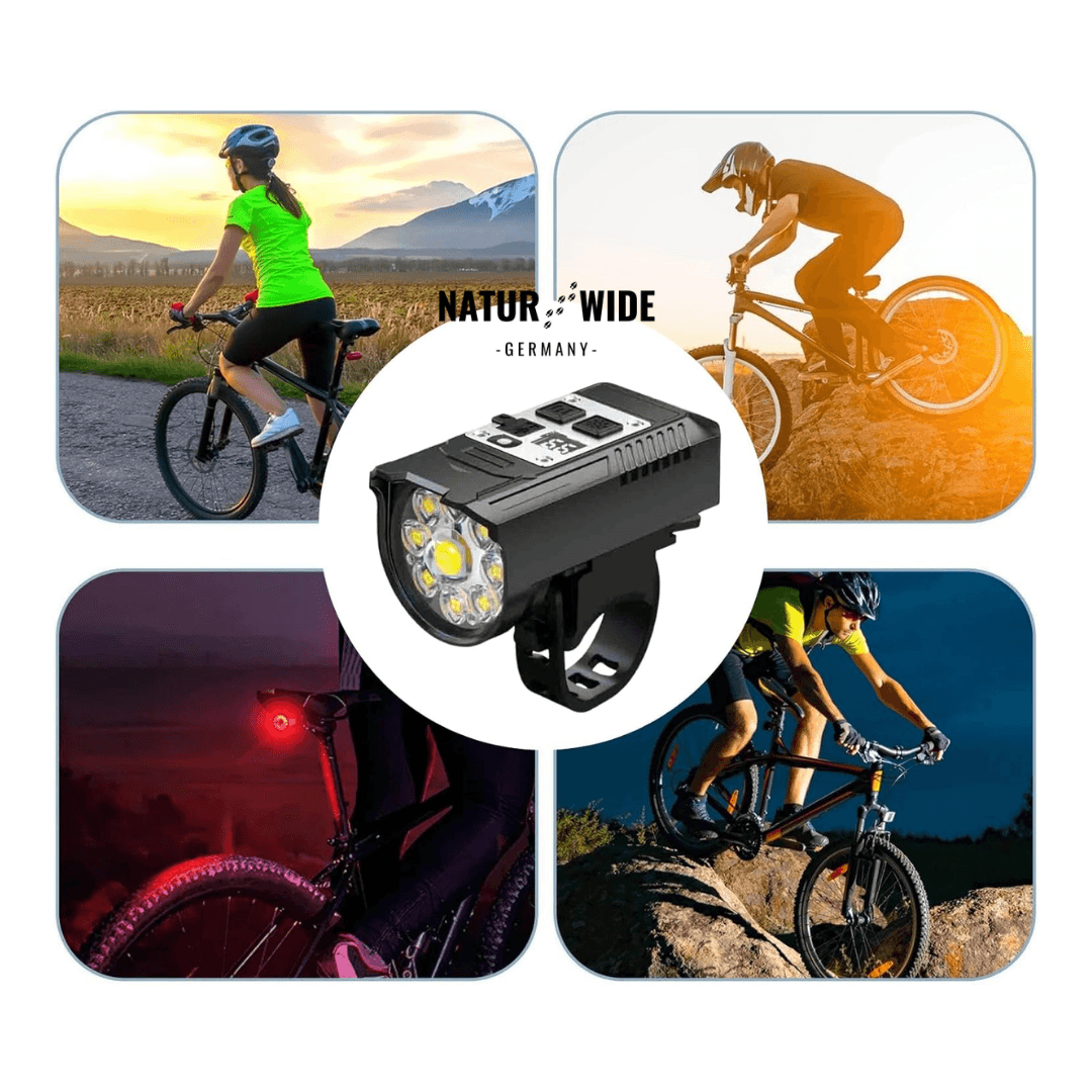 20W Wiederaufladbarer 9-LED Fahrradscheinwerfer & Powerbank