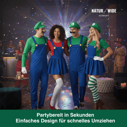 Mario & Luigi Cosplay Kostüm – Jumpsuit & Kleid Set (Unisex)