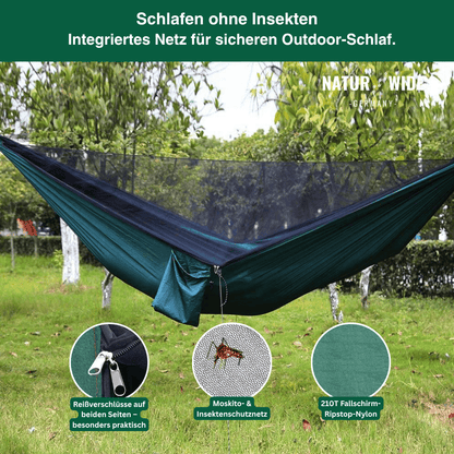 Camping-Hängematte mit Moskitonetz, Regenschutz-Tarp & Tasche