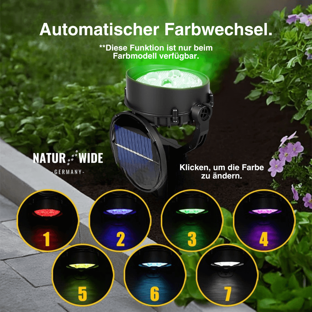 Solar Gartenstrahler LED – RGB & Weiß, IP65 & Verstellbar (2-in-1)