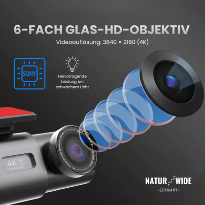 4K Dashcam mit Nachtsicht, Wi-Fi, GPS & 24H Parküberwachung