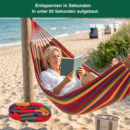 Gestreifte Hängematte – Einzel- & Doppel-Outdoor-Schlafhängematte