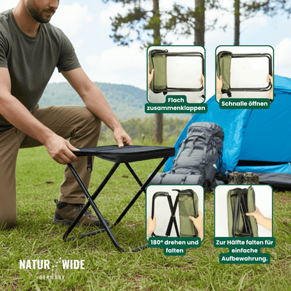 Naturwide Faltbarer Campingstuhl – Ultraleicht, Tragbar & mit Tragetasche