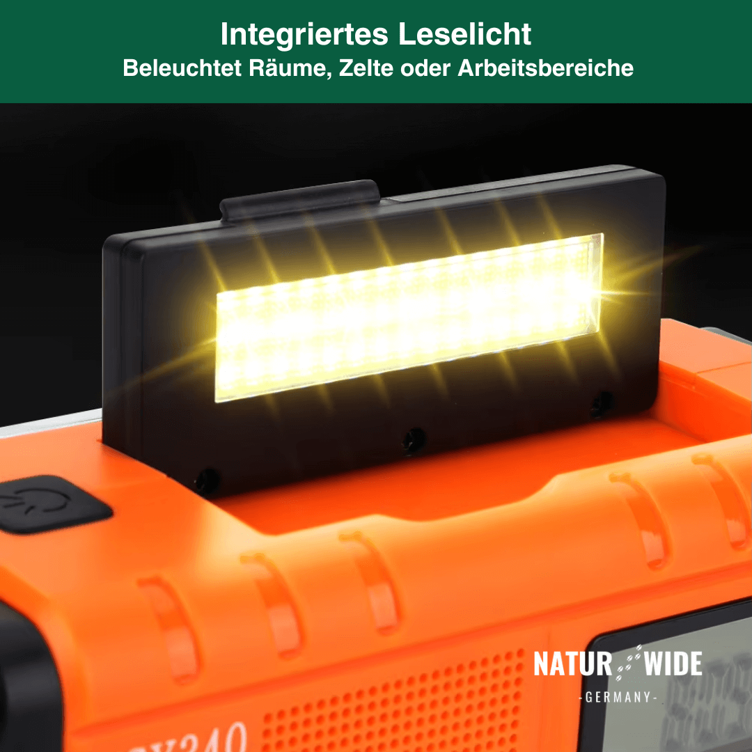 Notfall Kurbelradio 10000mAh 2.0 – Solar, LED-Licht & SOS-Alarm