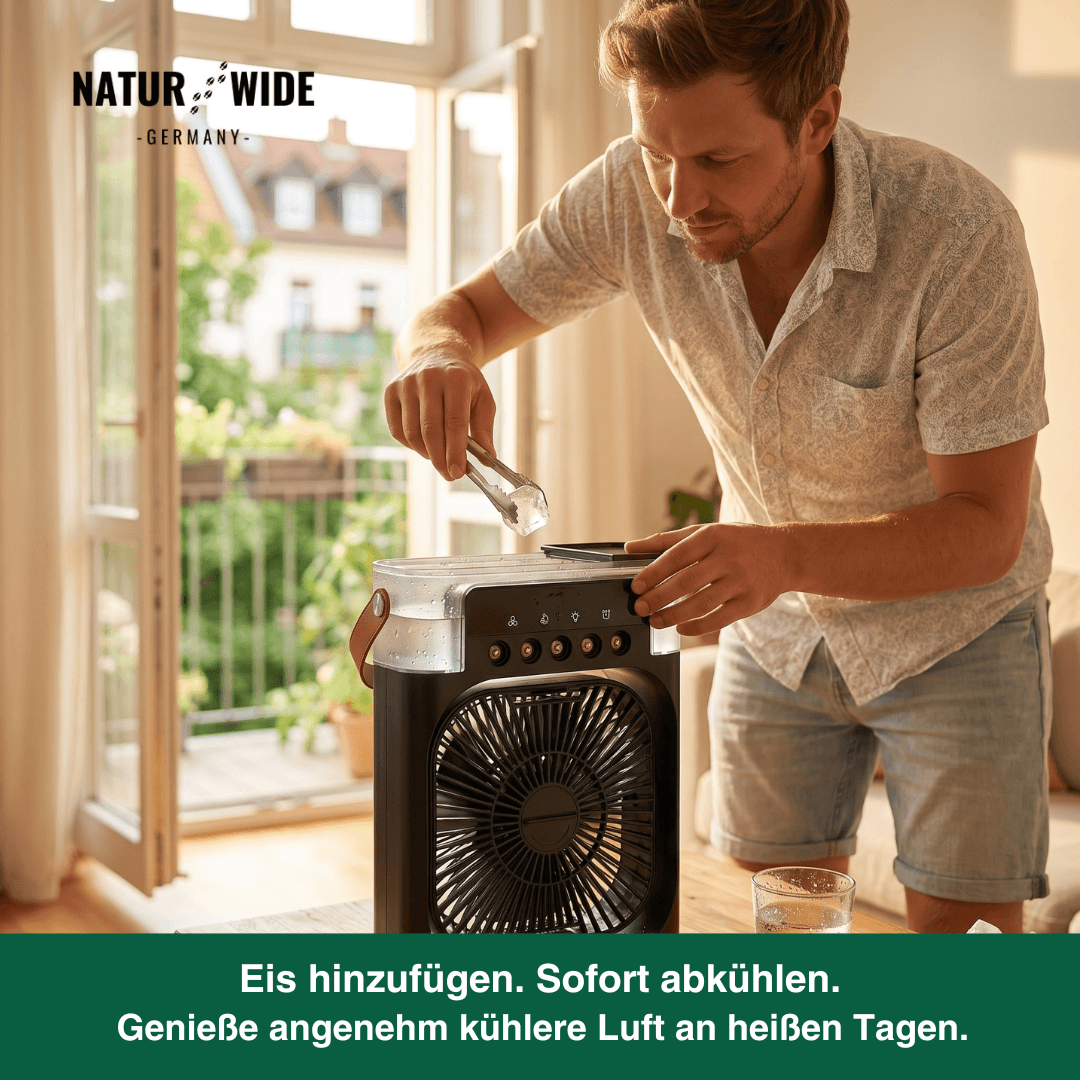3-in-1 USB Luftkühler-Ventilator – Luftbefeuchter & 7-Farben LED-Nachtlicht
