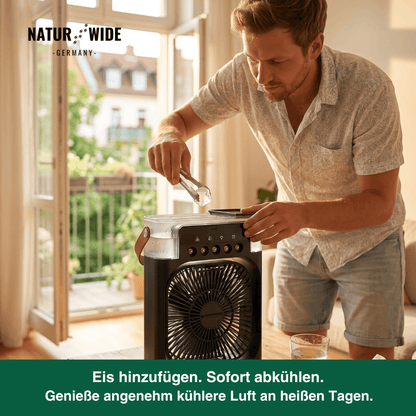 3-in-1 USB Luftkühler-Ventilator – Luftbefeuchter & 7-Farben LED-Nachtlicht