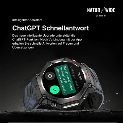 Militär GPS Smartwatch – AMOLED, 10ATM, HD Bluetooth-Anruf