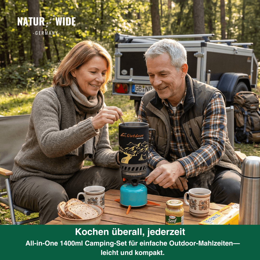 Tragbares 1400ml Camping-Kochsystem mit Gaskocher