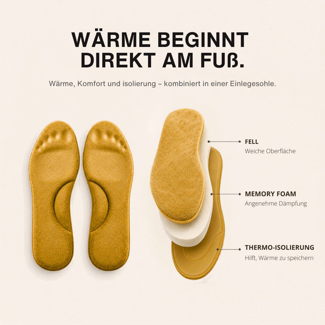 Winter Selbstheizende Thermo-Einlegesohlen – Memory Foam, Fell & extra warm