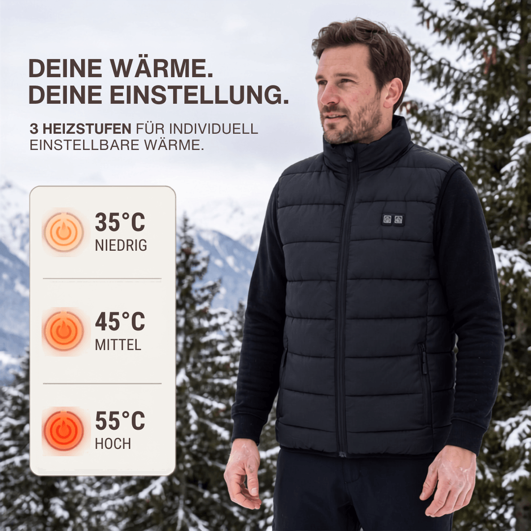 Beheizte Weste mit 9 Heiz-Zonen – Ultraleicht, USB-betrieben & ideal für Outdoor-Abenteuer