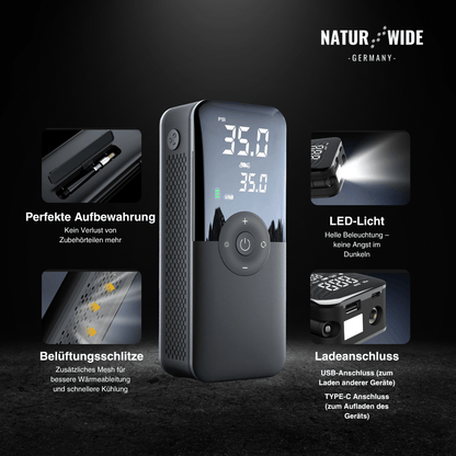 Kabelloser Reifenkompressor – Tragbarer Digitaler Luftkompressor & Powerbank