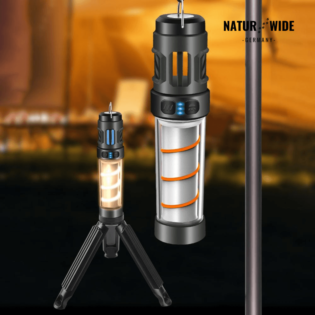 5-in-1 Campinglampe – LED-Taschenlampe & Mückenschutzlicht