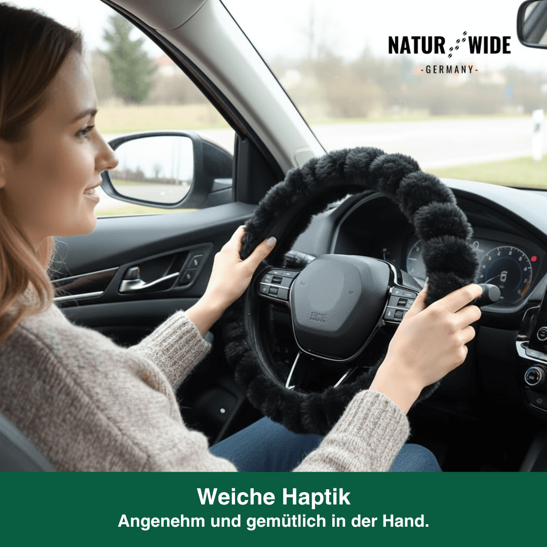 Plüsch Lenkradhülle – Warmer Winterbezug (38 cm)