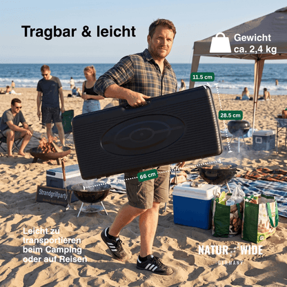 2500W Tragbarer 2-Flammen-Campingkocher mit Grillschale & Tragetasche