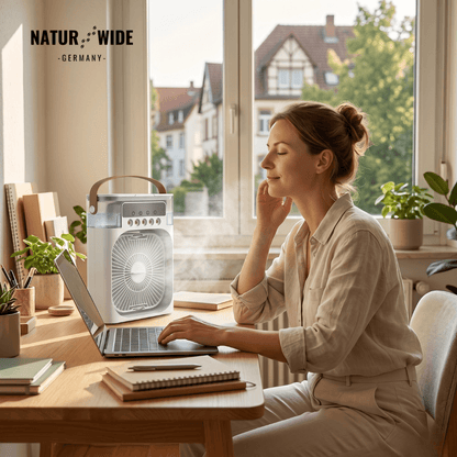 3-in-1 USB Luftkühler-Ventilator – Luftbefeuchter & 7-Farben LED-Nachtlicht