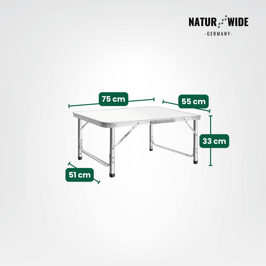 Klappbarer Campingtisch Höhenverstellbar – Alu Koffertisch