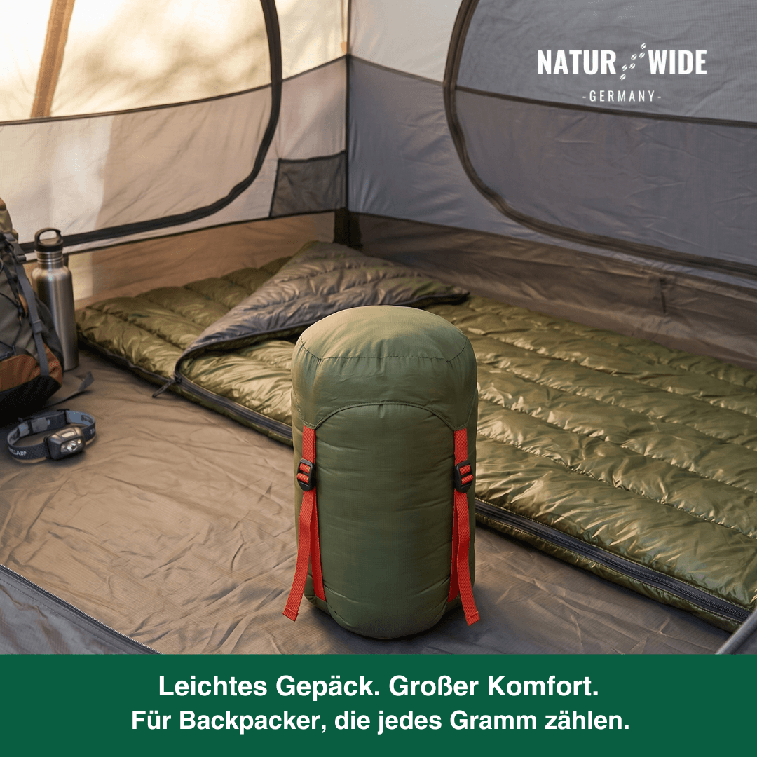 90% Gänsedaunen Schlafsack – 3-Jahreszeiten Ultraleicht Envelope-Stil
