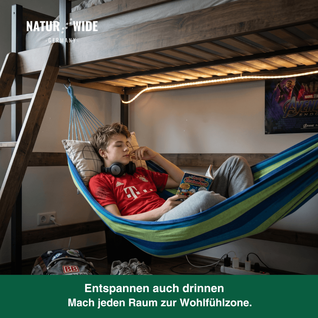 Gestreifte Hängematte – Einzel- & Doppel-Outdoor-Schlafhängematte – Lunea