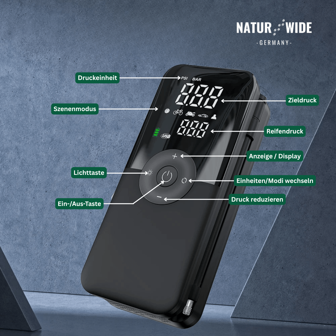 Kabelloser Reifenkompressor – Tragbarer Digitaler Luftkompressor & Powerbank