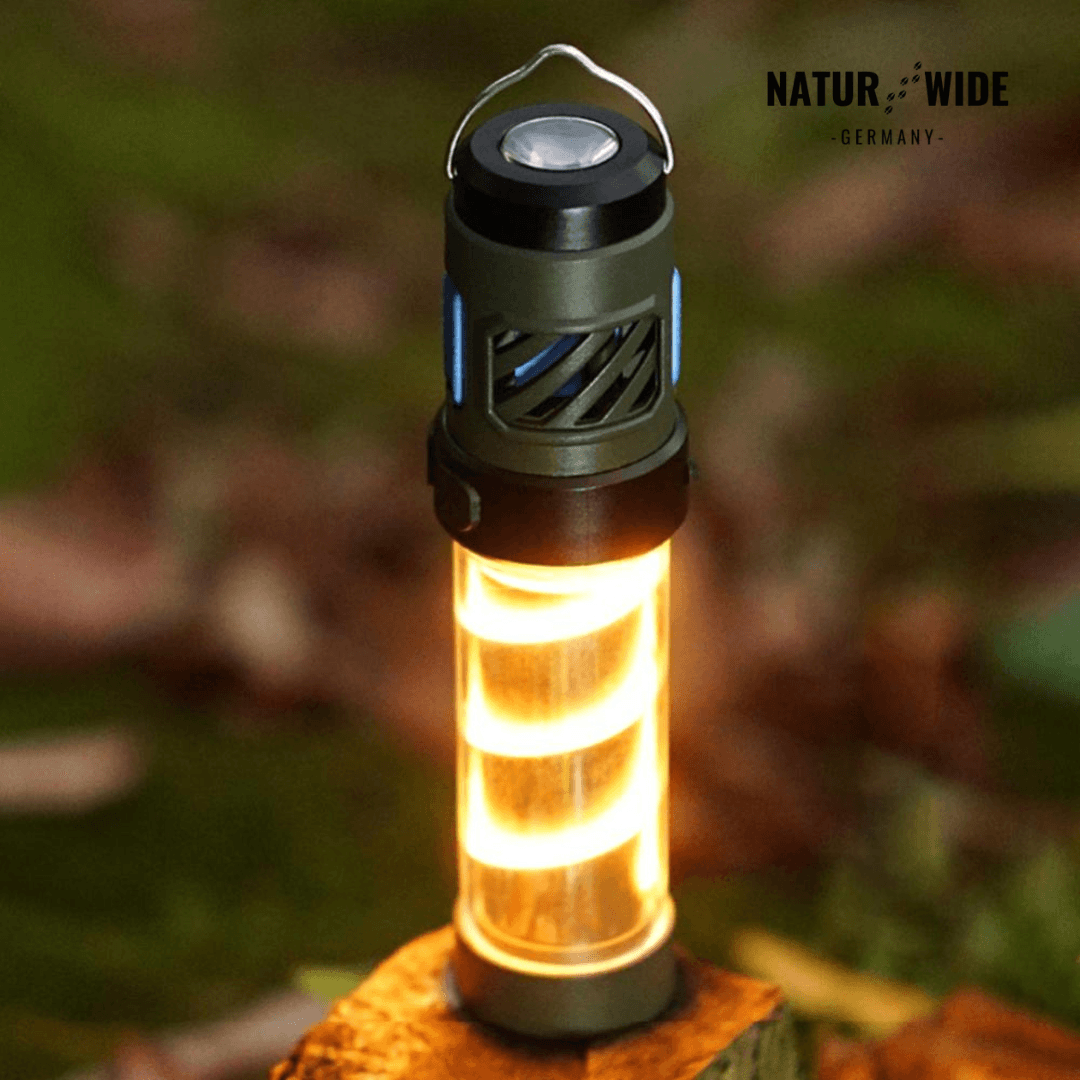 5-in-1 Campinglampe – LED-Taschenlampe & Mückenschutzlicht