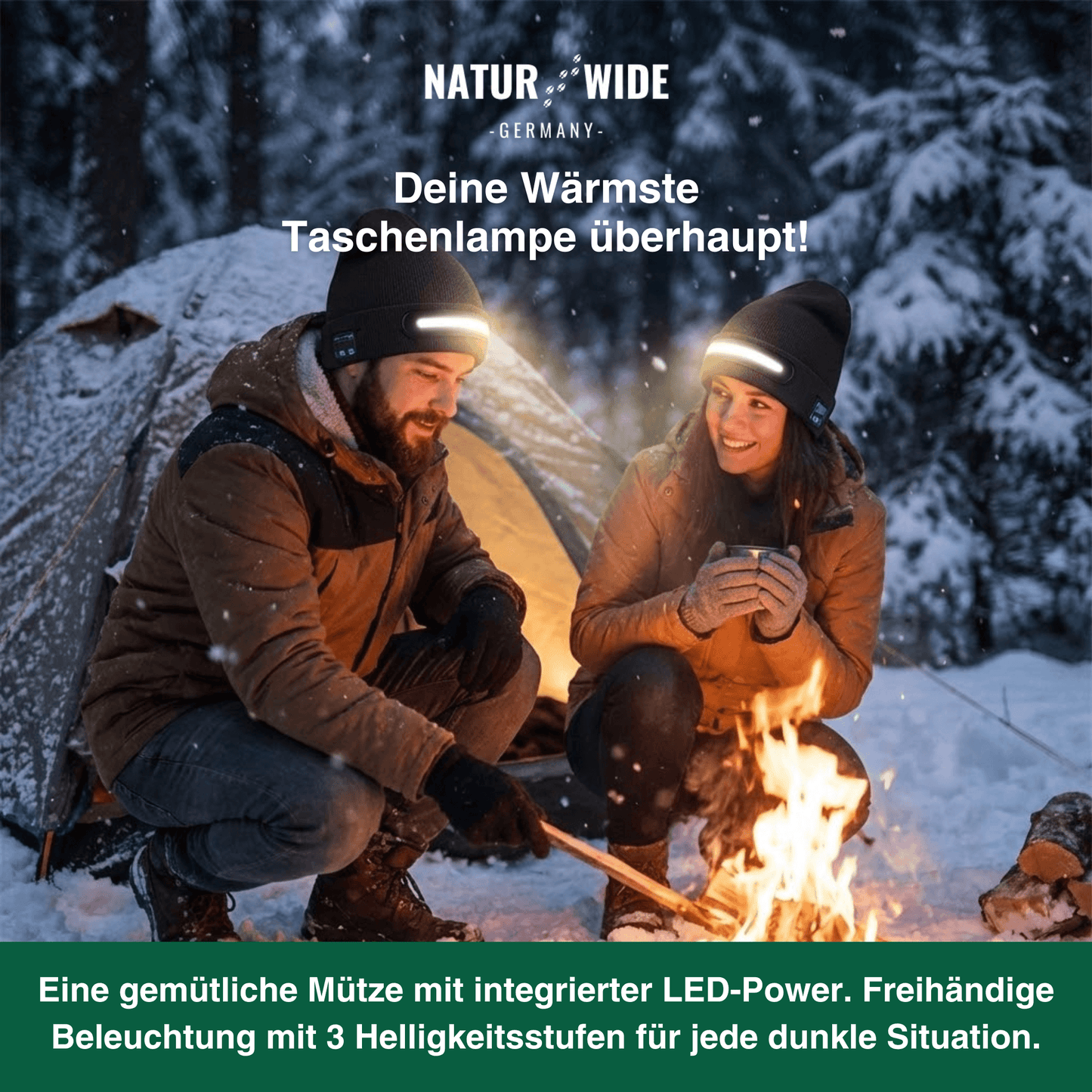 LED Mütze mit Licht – USB wiederaufladbare Unisex Wintermütze