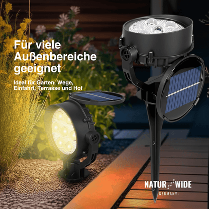 Solar Gartenstrahler LED – RGB & Weiß, IP65 & Verstellbar (2-in-1)