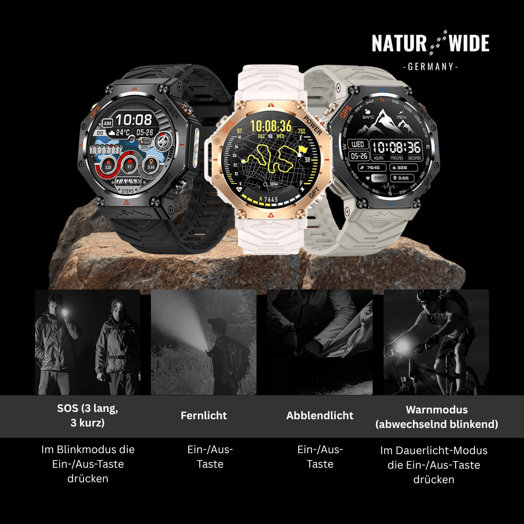 Militär GPS Smartwatch – AMOLED, 10ATM, HD Bluetooth-Anruf