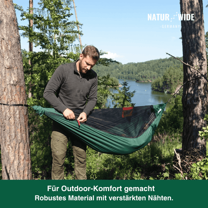 Camping-Hängematte mit Moskitonetz, Regenschutz-Tarp & Tasche