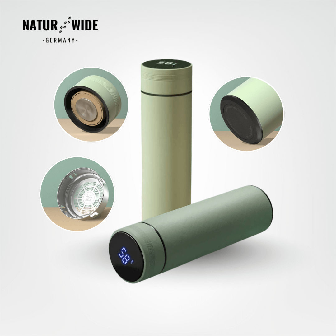 Naturwide Edelstahl Thermobecher 500ml mit Temperaturanzeige