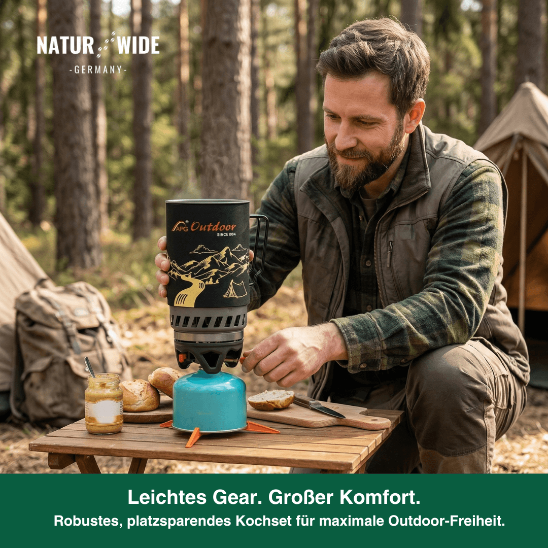 Tragbares 1400ml Camping-Kochsystem mit Gaskocher