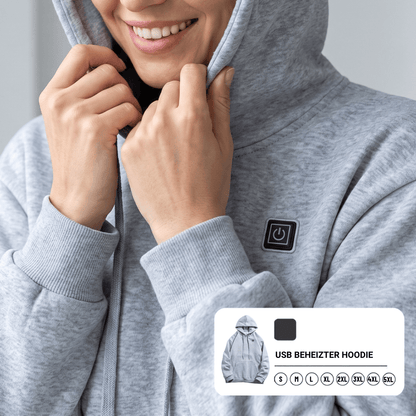 USB Beheizter Hoodie – Unisex Hoodie mit Reißverschluss