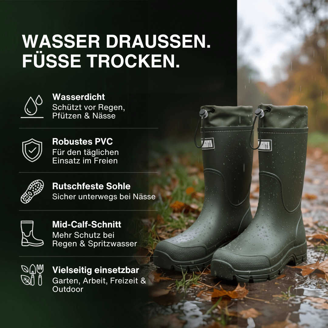 Wasserdichte Outdoor Gummistiefel unisex – Rutschfest, robust & langlebig
