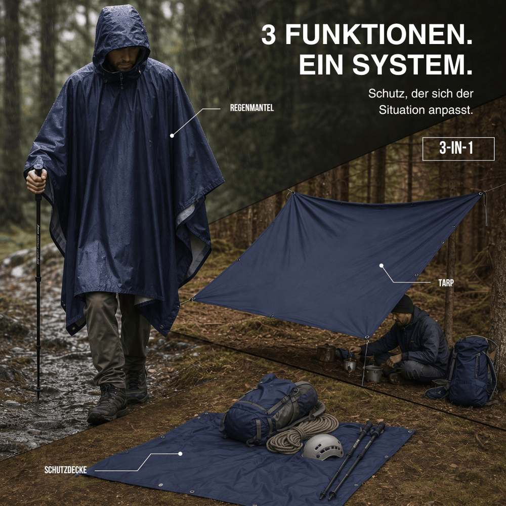 Vielseitiger Schutz bei jedem Wetter – Der 3 in 1 Regenponcho für alle Abenteuer