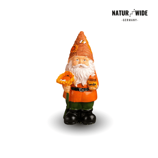 Lustiger Imker-Gartenzwerg mit Sonnenblume – Deko Figur